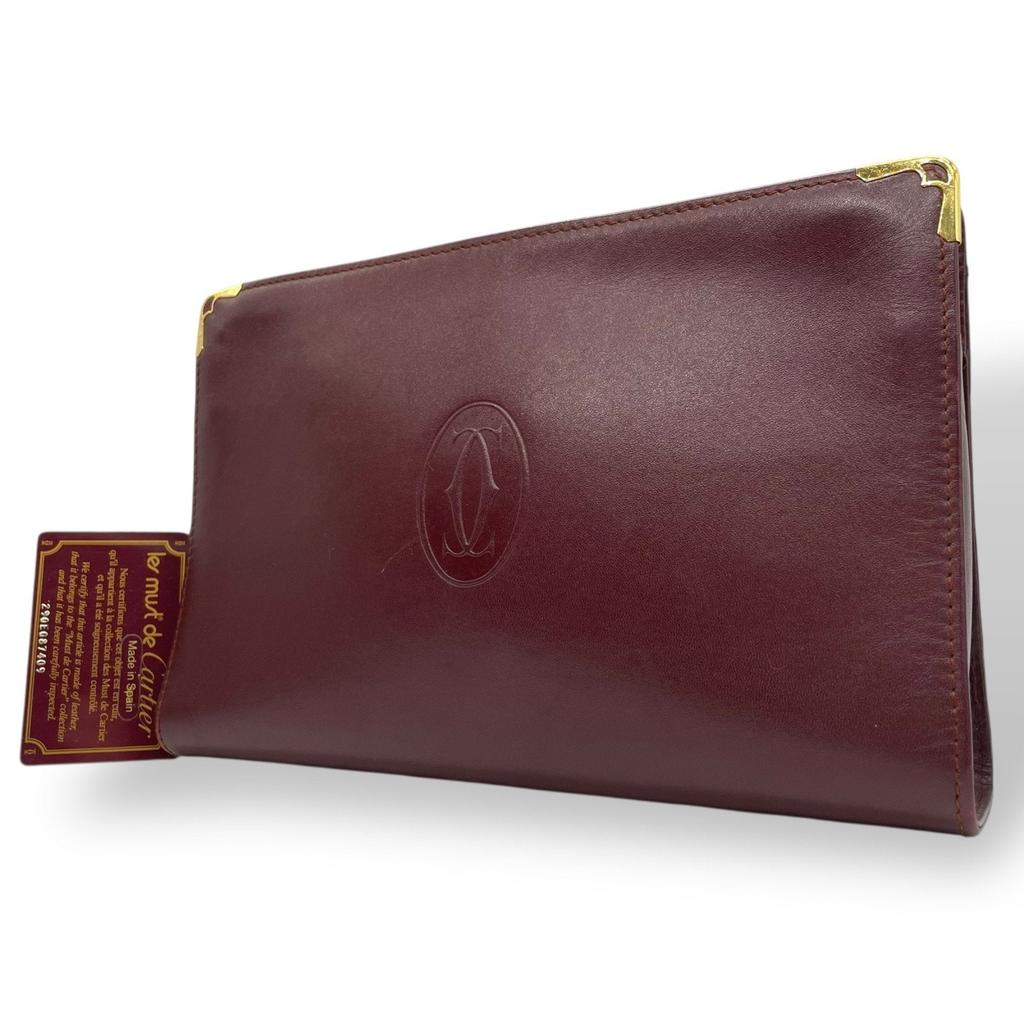 Cartier Wine Leather Clutch Bag (Pre-Owned)