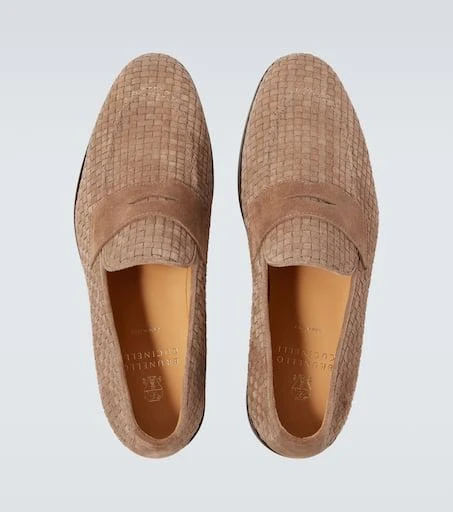 Brunello Cucinelli Woven suede penny loafers 4