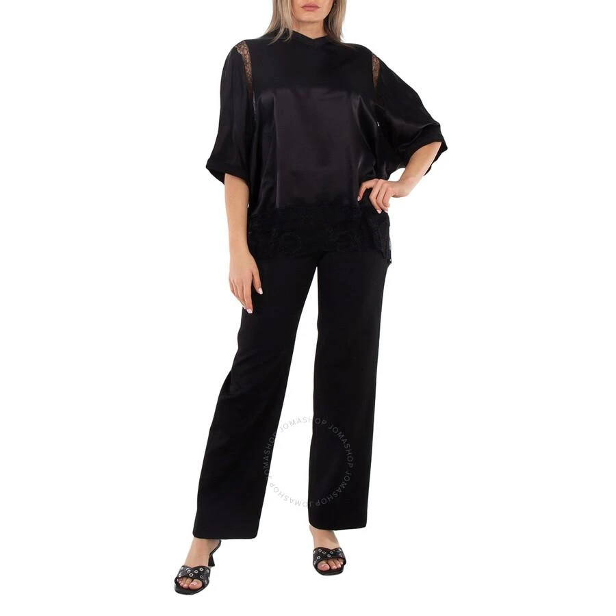 Burberry Ladies Black Lottie Asian Fit Silk Trimmed Wool Tailored Trousers 1