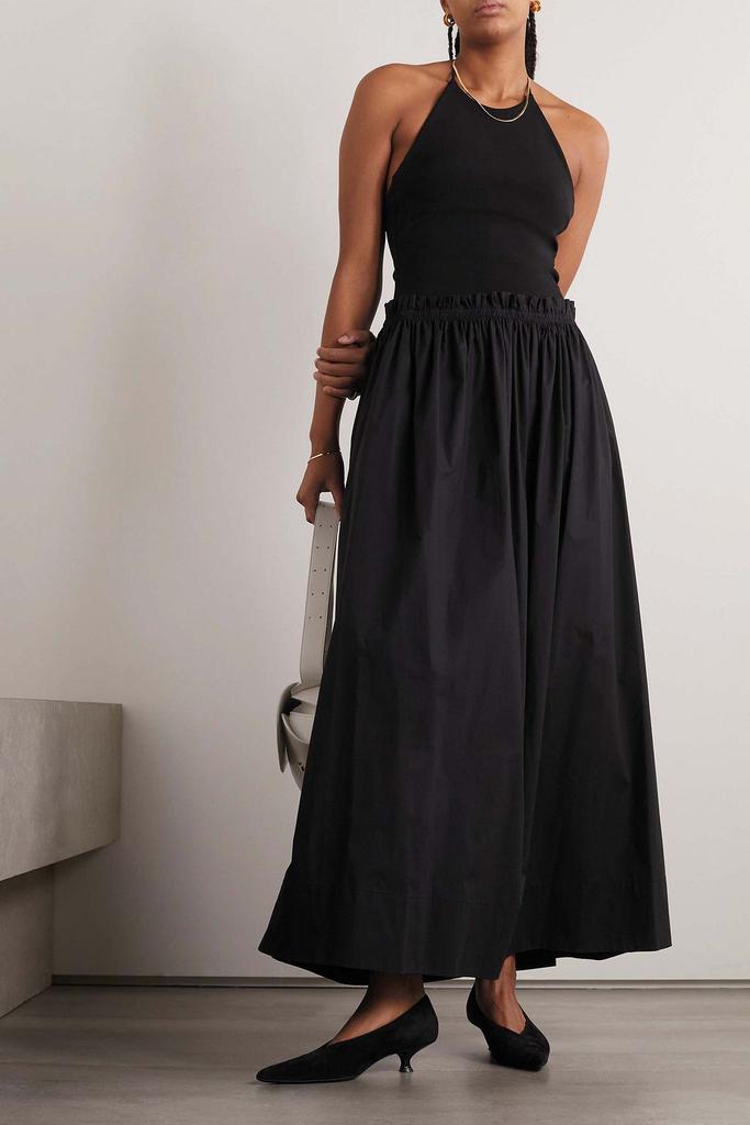 Esse Studios Knitted and cotton-poplin halterneck maxi dress