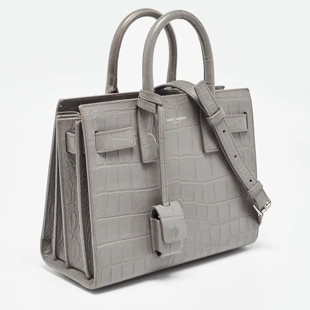 Yves Saint Laurent Saint Laurent Grey Croc Embossed Leather Nano Classic Sac De Jour Tote 3