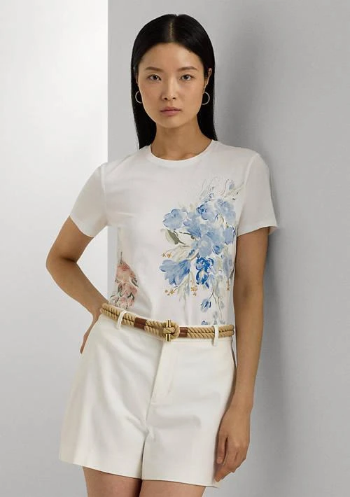 Lauren Ralph Lauren Ralph Lauren Floral Eyelet Cotton Jersey T Shirt 1