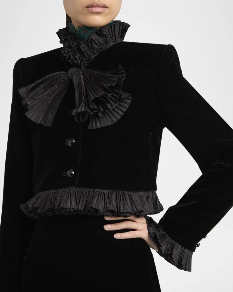 Valentino Pleated Ruffle Velvet Crop Jacket 6
