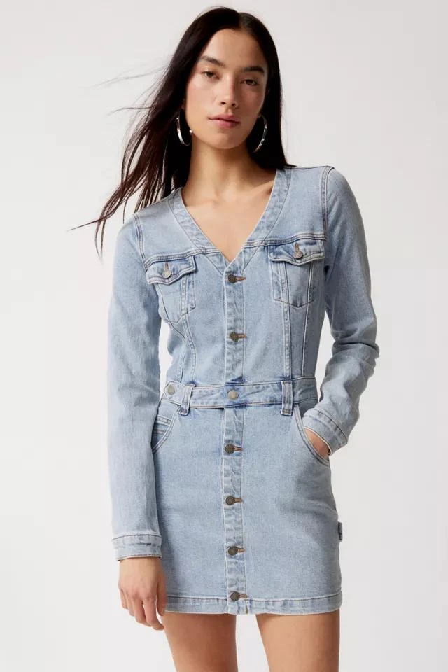 knee length dresses for ladies Blue Denim Bindi Mini Dress