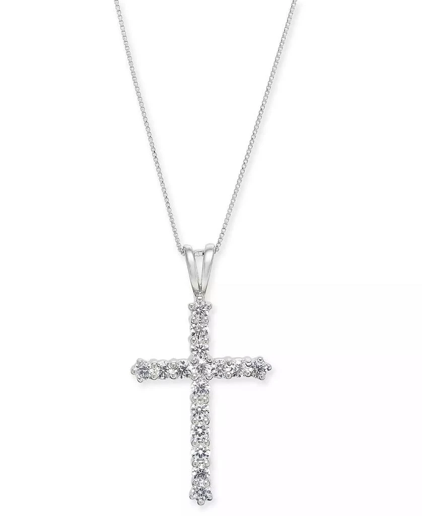 Diamond Cross 18" Pendant Necklace (1 ct. t.w.) in 14k White Gold