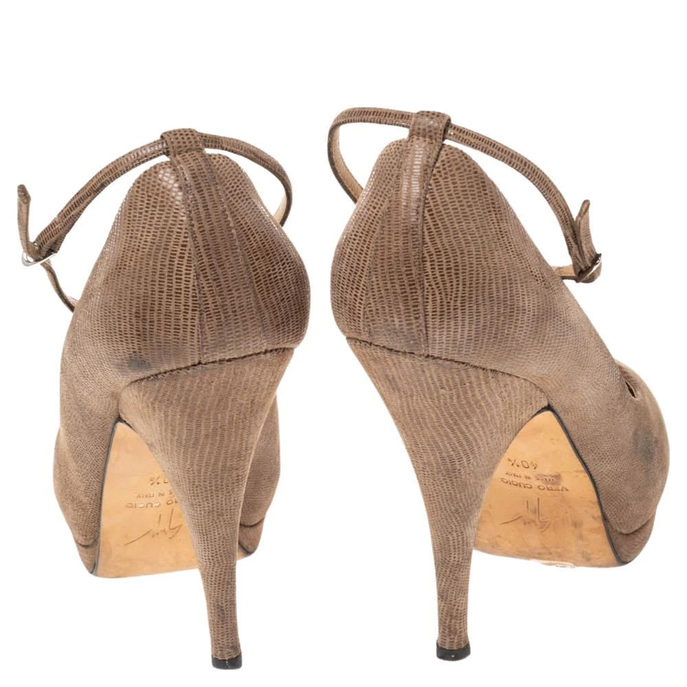 Giuseppe Zanotti Giuseppe Zanotti Lizard Embossed Leather Platform Ankle Strap Pumps Size 40.5 5