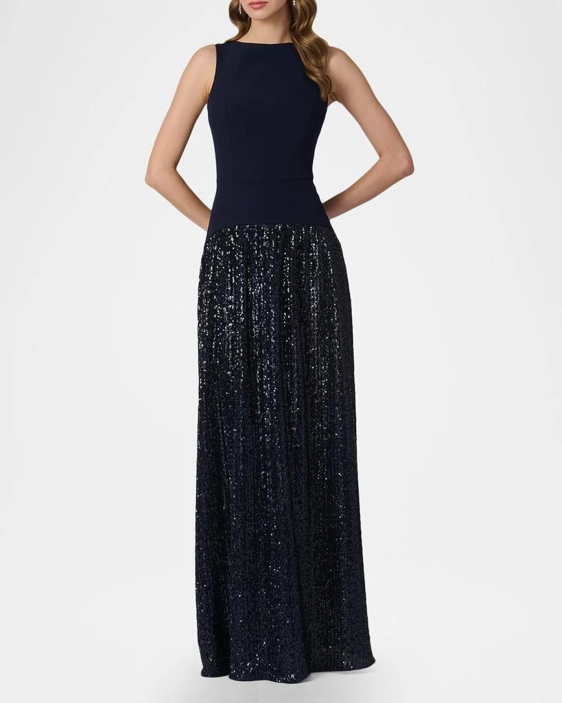 Shoshanna Dorothy Sleeveless Sequin Crepe Maxi Dress 2