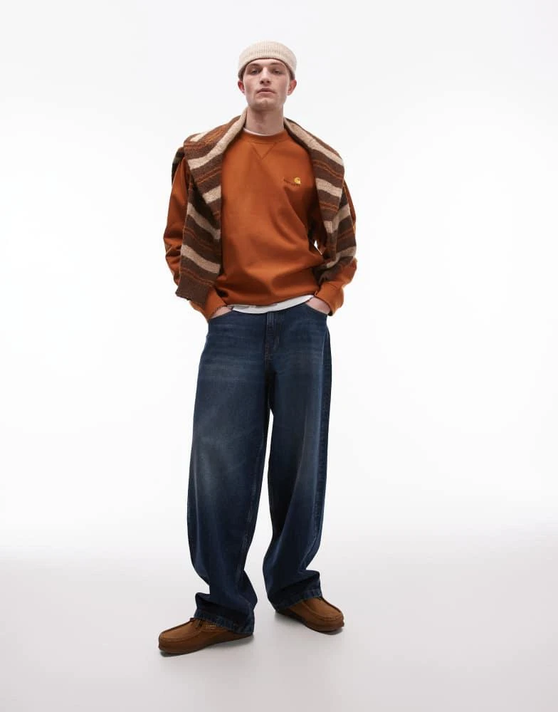 Carhartt WIP Carhartt WIP american script sweatshirt in burnt orange 2