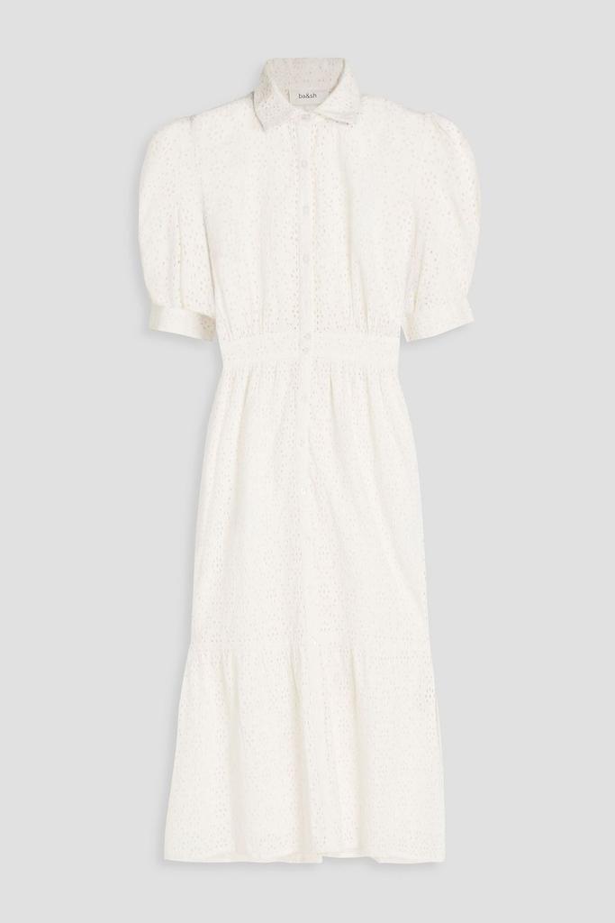 ba&sh Selya broderie anglaise cotton midi shirt dress