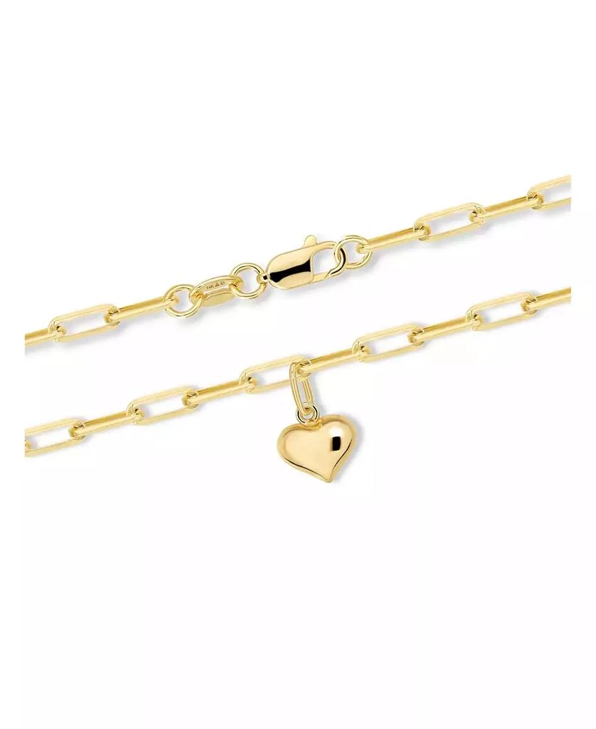 DEVATA Sweet Heart Charm with Paperclip Chain Bracelet in 14K Gold, 7.5in, approx. 2.6 grams. 4