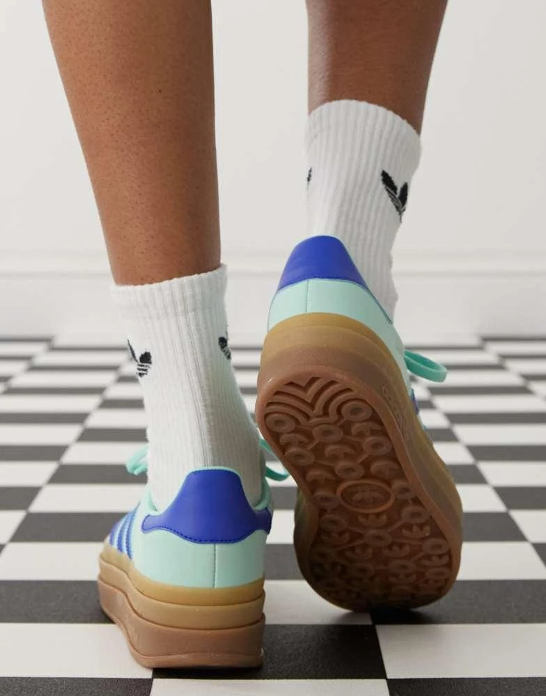 Adidas adidas Originals Gazelle Bold platform trainers in mint and blue 3
