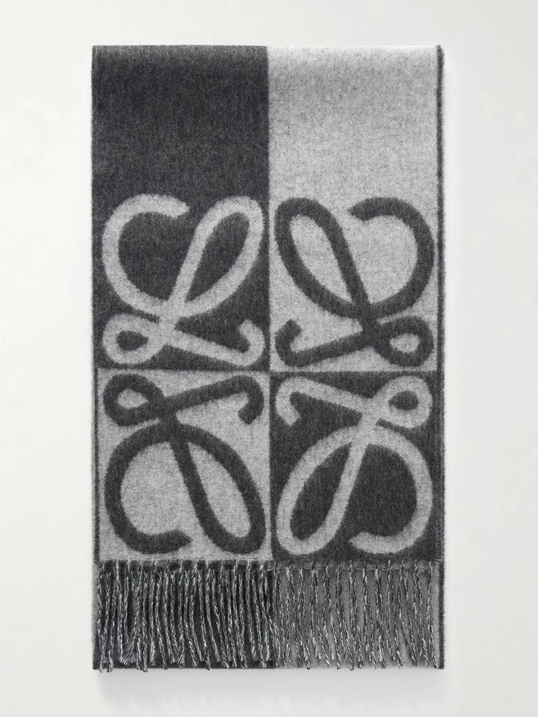 Loewe Fringed Wool And Cashmere-blend Jacquard Scarf