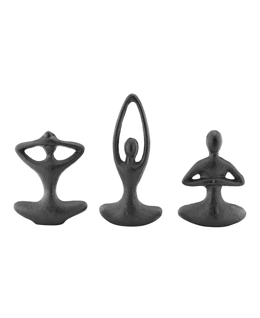 Danya B Dark Brown Cast Iron Female Peaceful Yoga Figures Sculptures Set of 3 Poses 9
