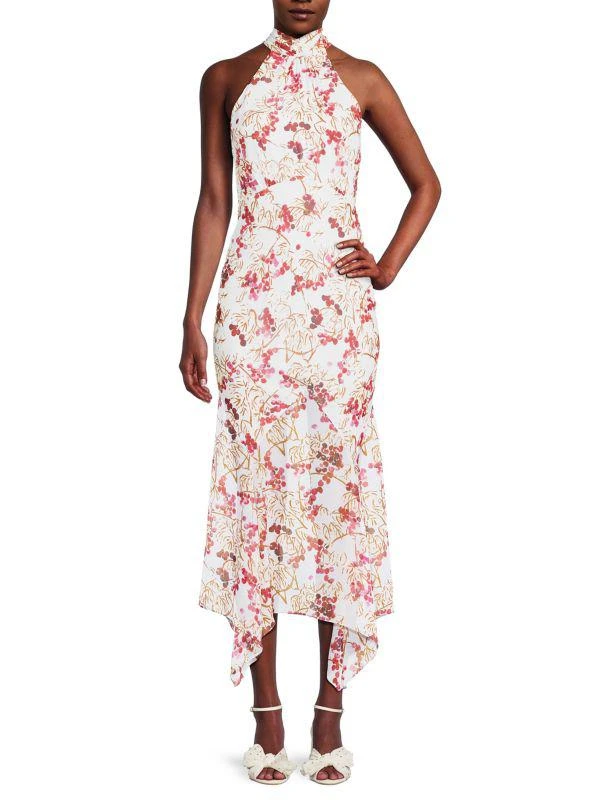 Saloni Silk Floral Midi Dress 1