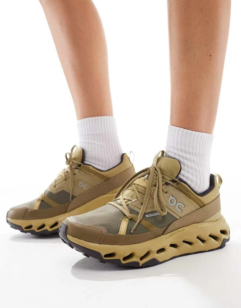 On ON Cloudhorizon waterproof all day trainers in safari brown and olive 1