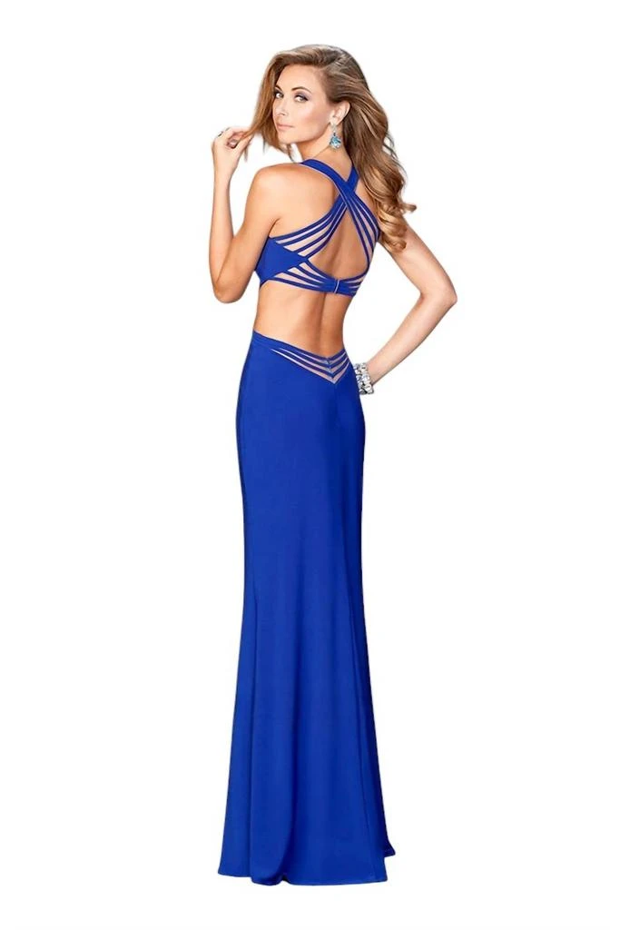 La Femme La Femme - V Neck Jersey Gown 3
