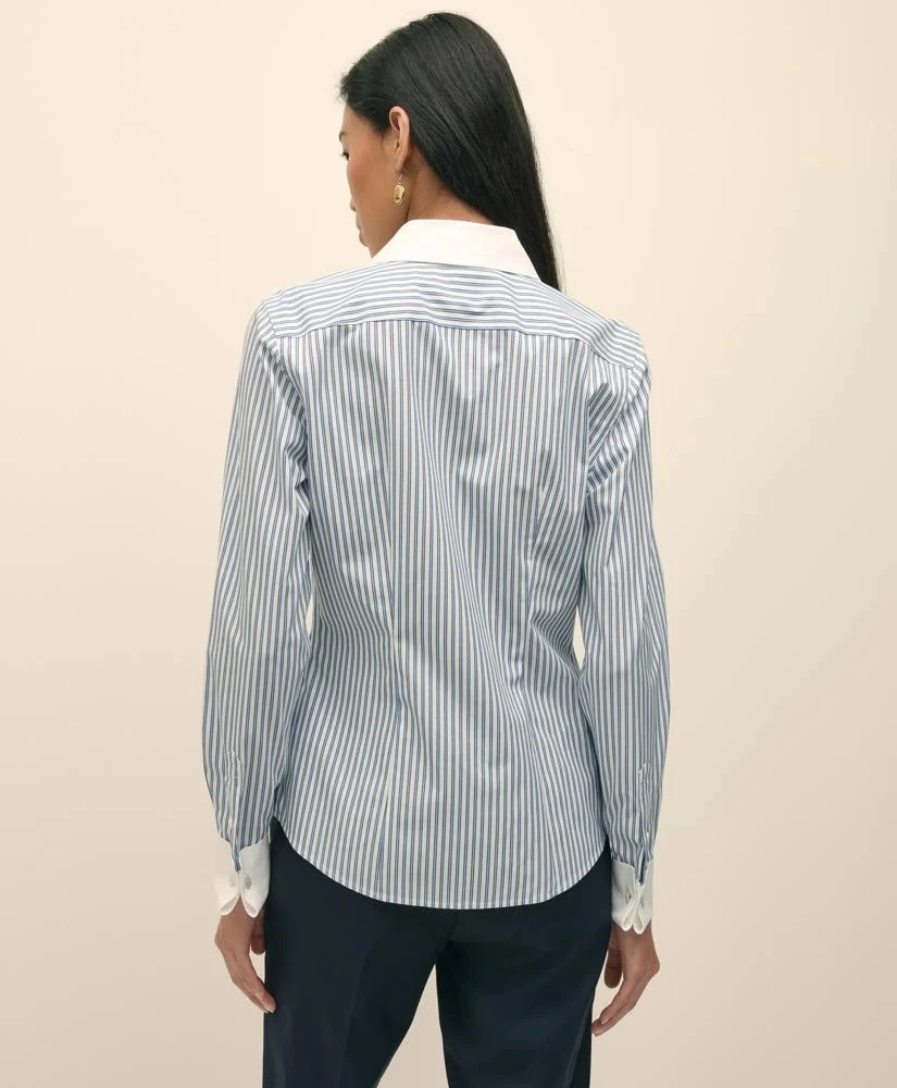 Brooks Brothers Fitted Non-Iron Supima® Cotton-Blend Striped Contrast Shirt with French Cuffs 4