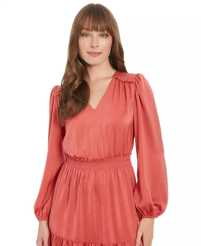 London Times Petite Smocked-Waist Ruffled-Hem Dress 4