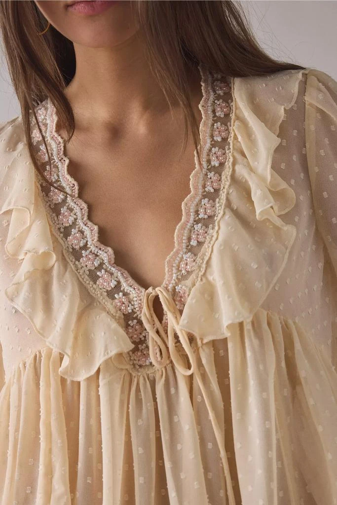 Kimchi Blue Kimchi Blue Mona Sheer Clip Dot Ruffle Babydoll Tunic Blouse 2