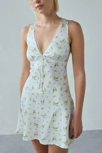 Kiss The Sky Kiss The Sky Camille Lace-Trim Satin Slip Mini Dress 3