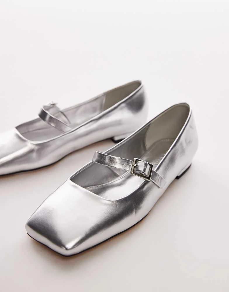 Topshop Topshop Arya ballet flats in silver 3