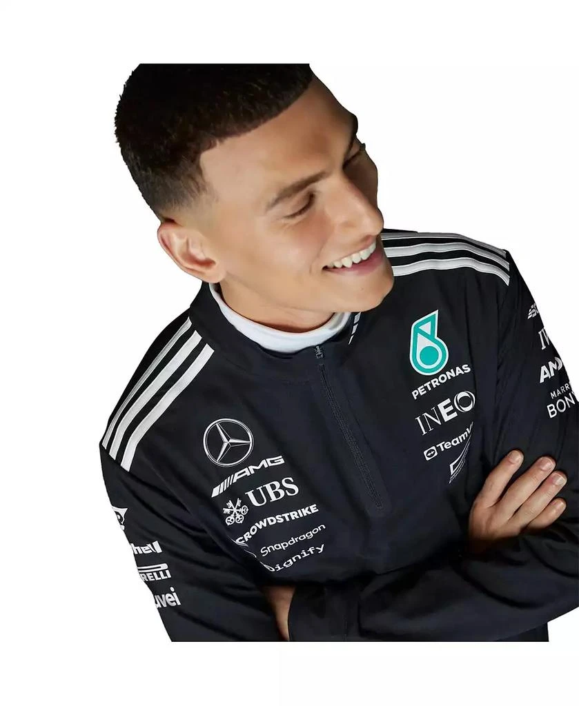Adidas Men's Black Mercedes-AMG Petronas F1 Team Wear Quarter-Zip Pullover Sweatshirt 4
