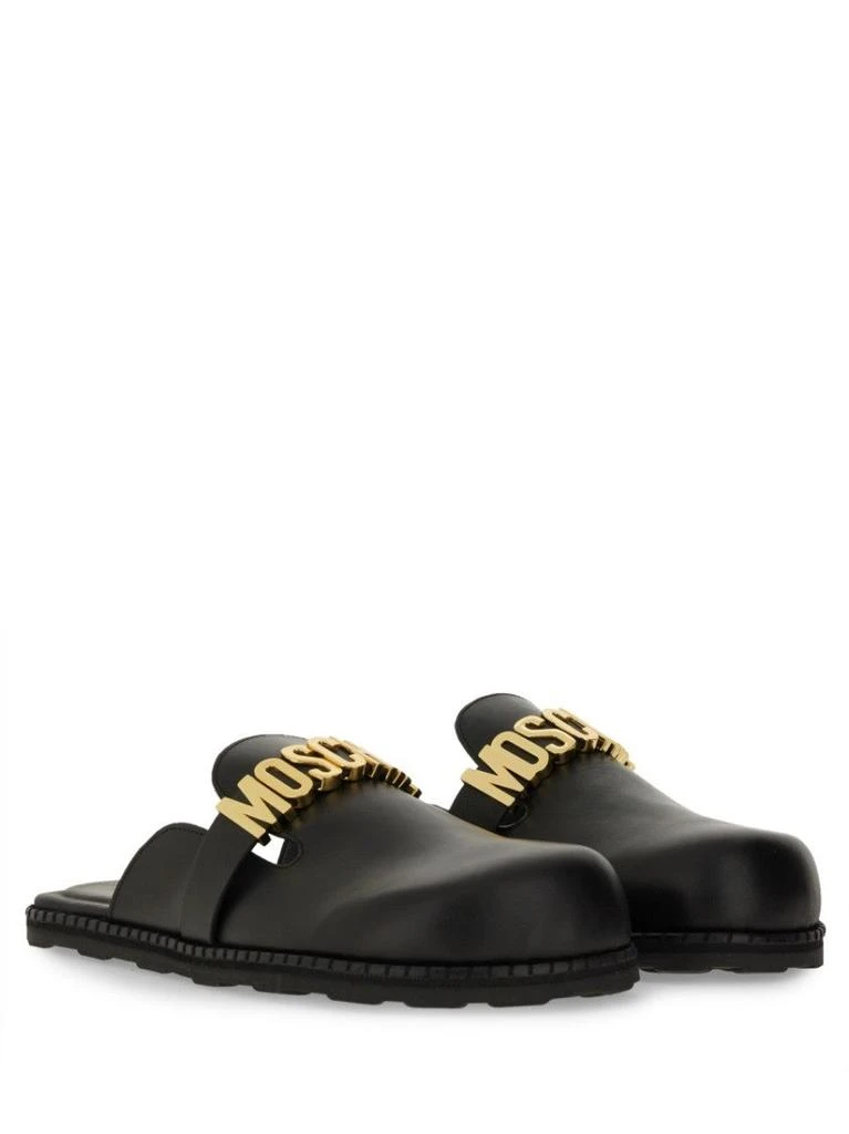 Black Leather Sandal With Bold Logo – On Sale Now with Up to  display picture 2