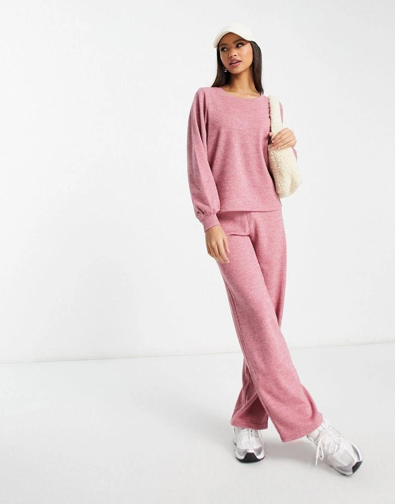 JDY JDY exclusive balloon sleeve jumper co-ord in rose pink 4