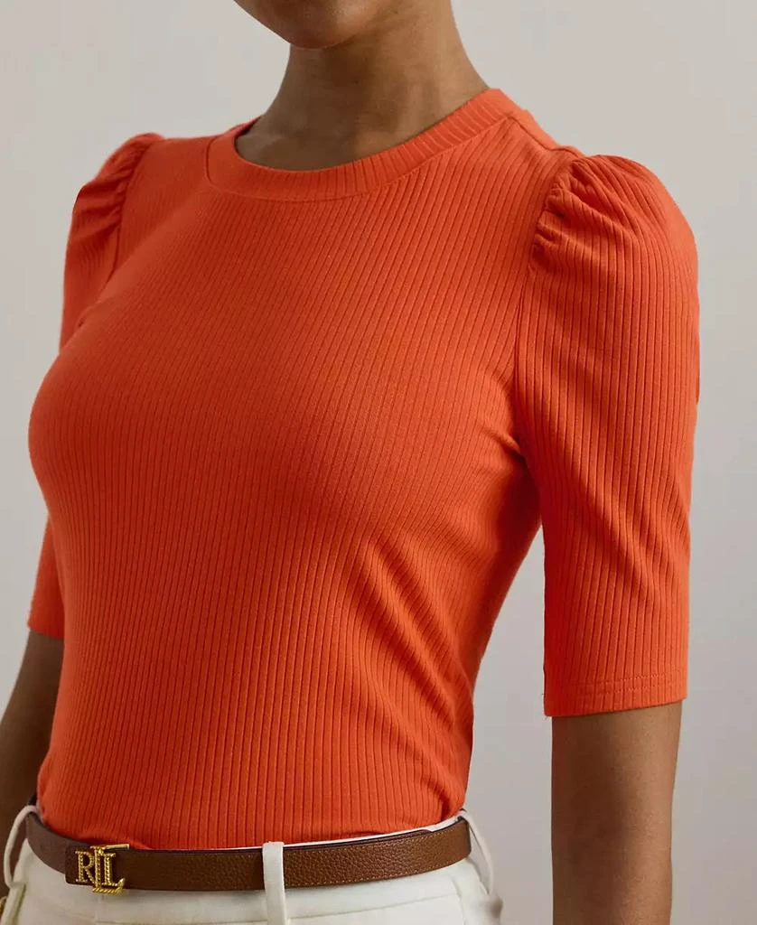Ralph Lauren Women's Cotton-Blend Rib-Knit Puff-Sleeve Tee 3