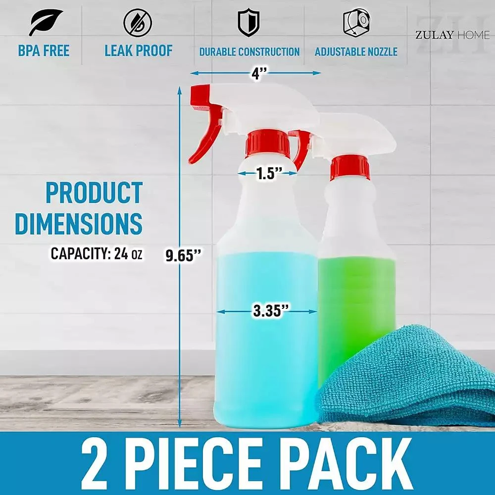 Zulay Kitchen Leakproof Cleaning Spray Bottle Set (2 Pack 24oz) 2