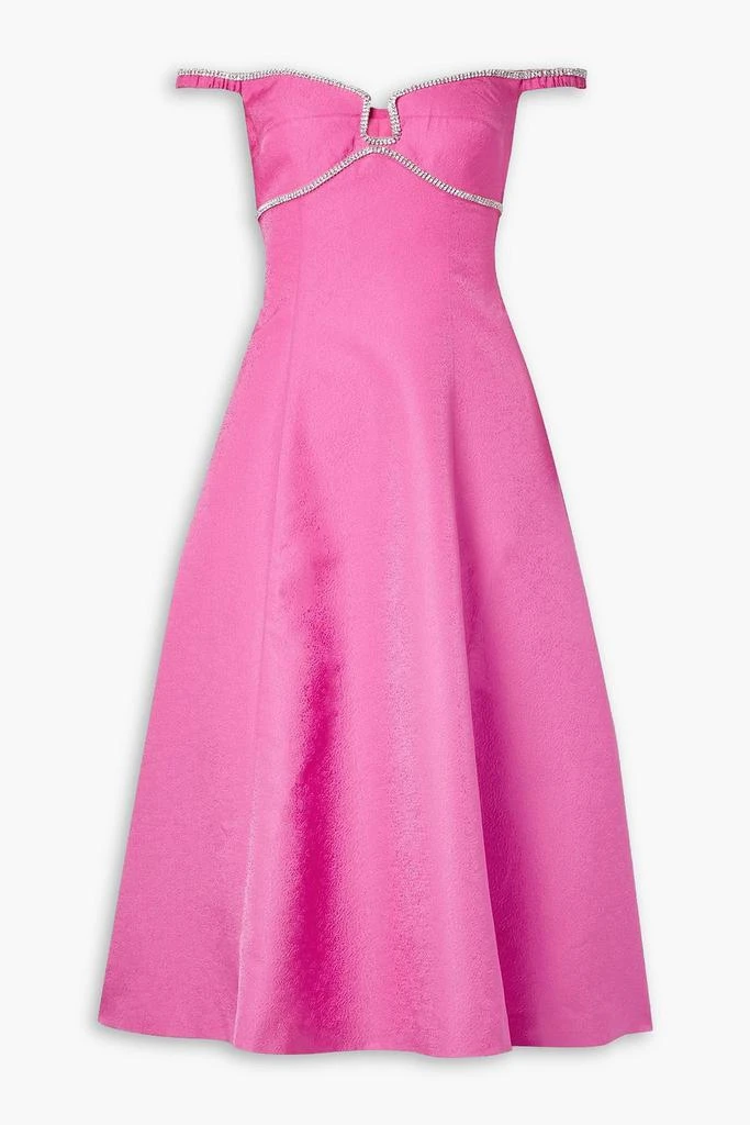 Self Portrait Off-the-shoulder crystal-embellished brocade midi dress 1