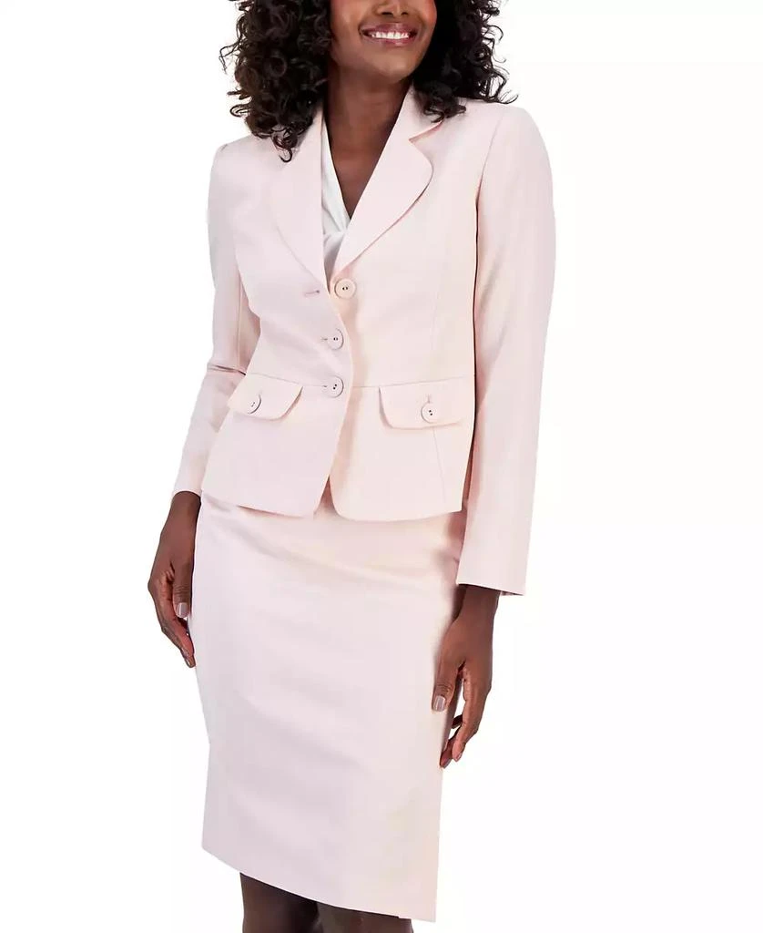 Le Suit Women
s Check Three-Button Jacket 
Skirt Suit, Regular and Petite Sizes 4