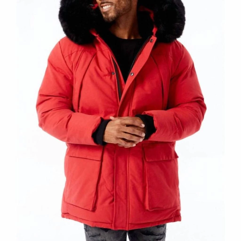 JORDAN CRAIG Bismarck Fur Lined Parka Jacket In Red 1