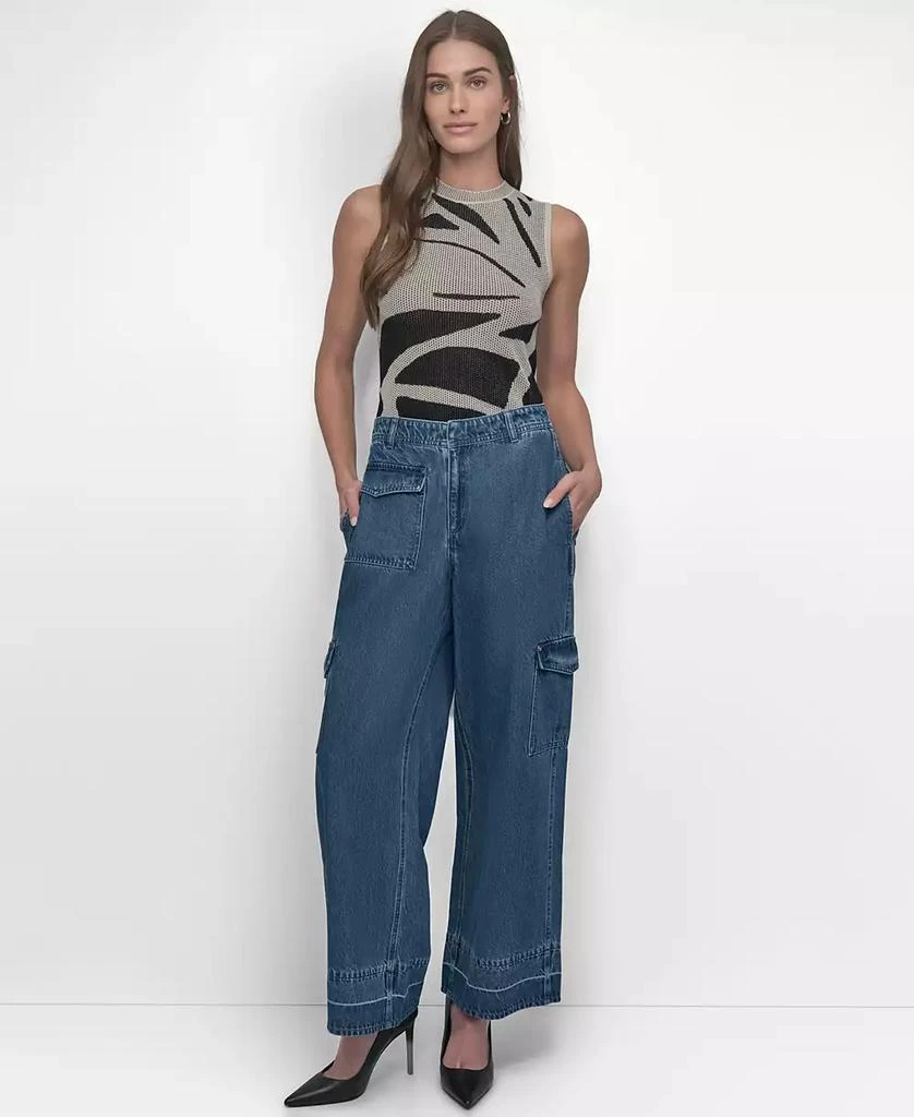 DKNY Women's Release-Hem Wide-Leg Cargo Jeans 4