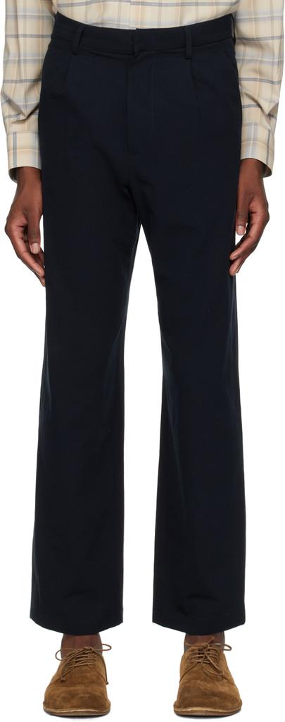 AURALEE Navy Hard Twist Trousers