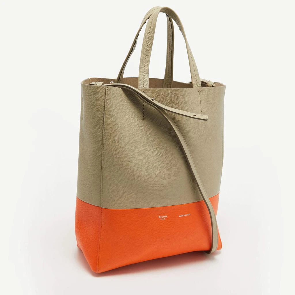 Celine Celine Beige/Orange Leather Small Vertical Cabas Tote 3