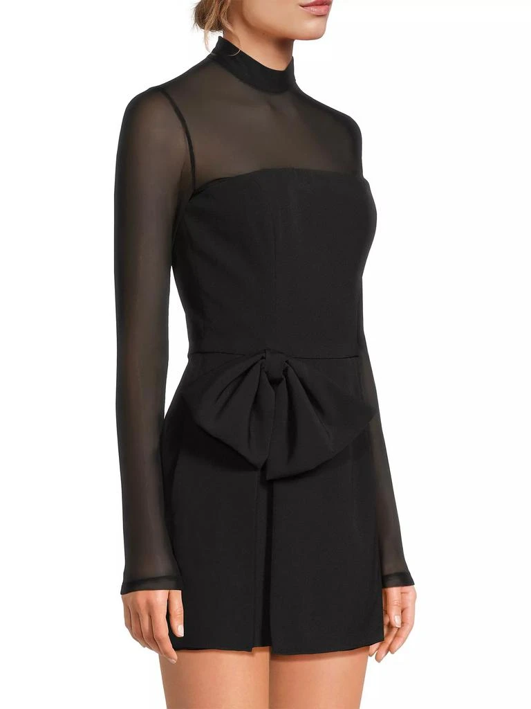 Black Halo Sylvie Shadow Mesh Bow Playsuit 4