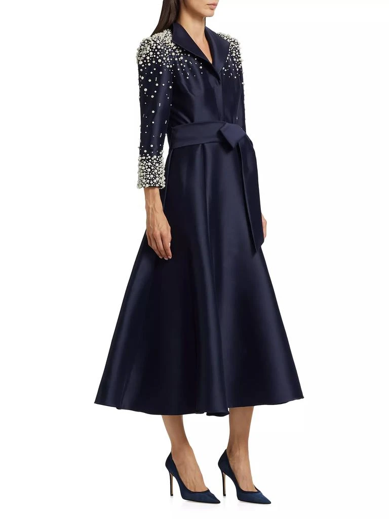 Badgley Mischka Embellished Satin Shirtdress 4