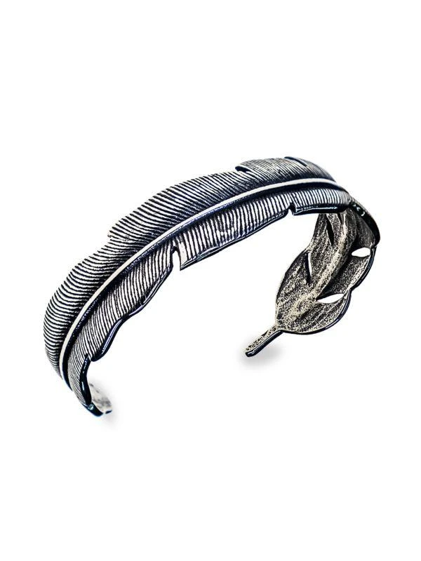 Jean Claude Stainless Steel Holly Feather Bangle Bracelet 1