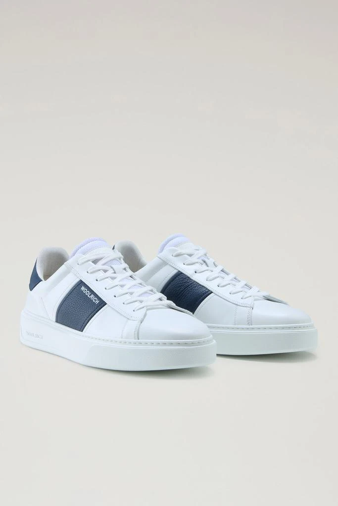 WO-FOOTWEAR Classic Court Sneakers in Leather with Contrasting Trim - Men - Blue 2