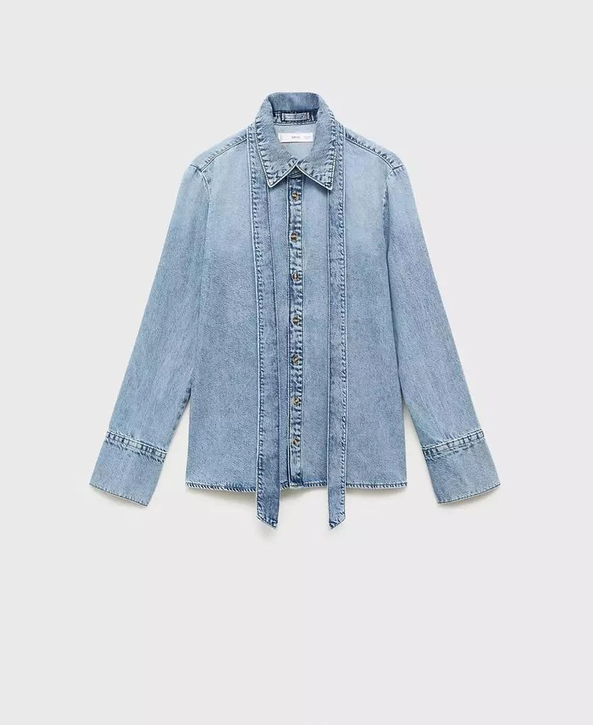 Mango Women's Bow Detail Denim Shirt 5