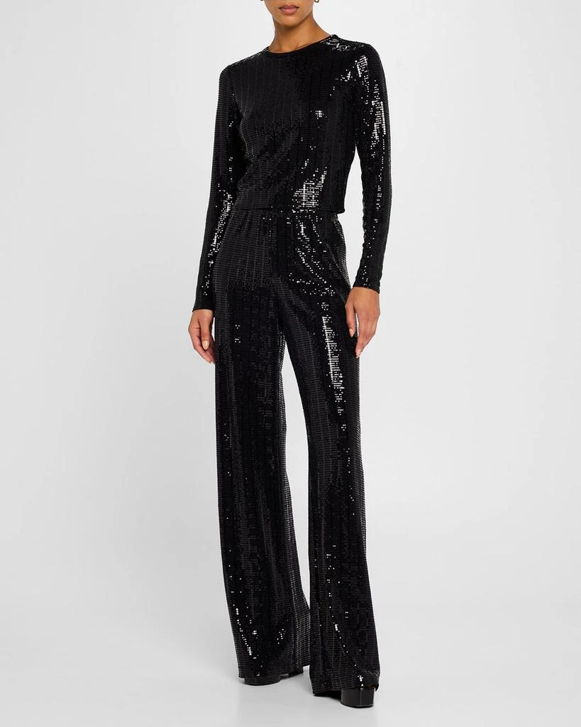 Alice + Olivia Elba Sequined Straight-Leg Pants 2