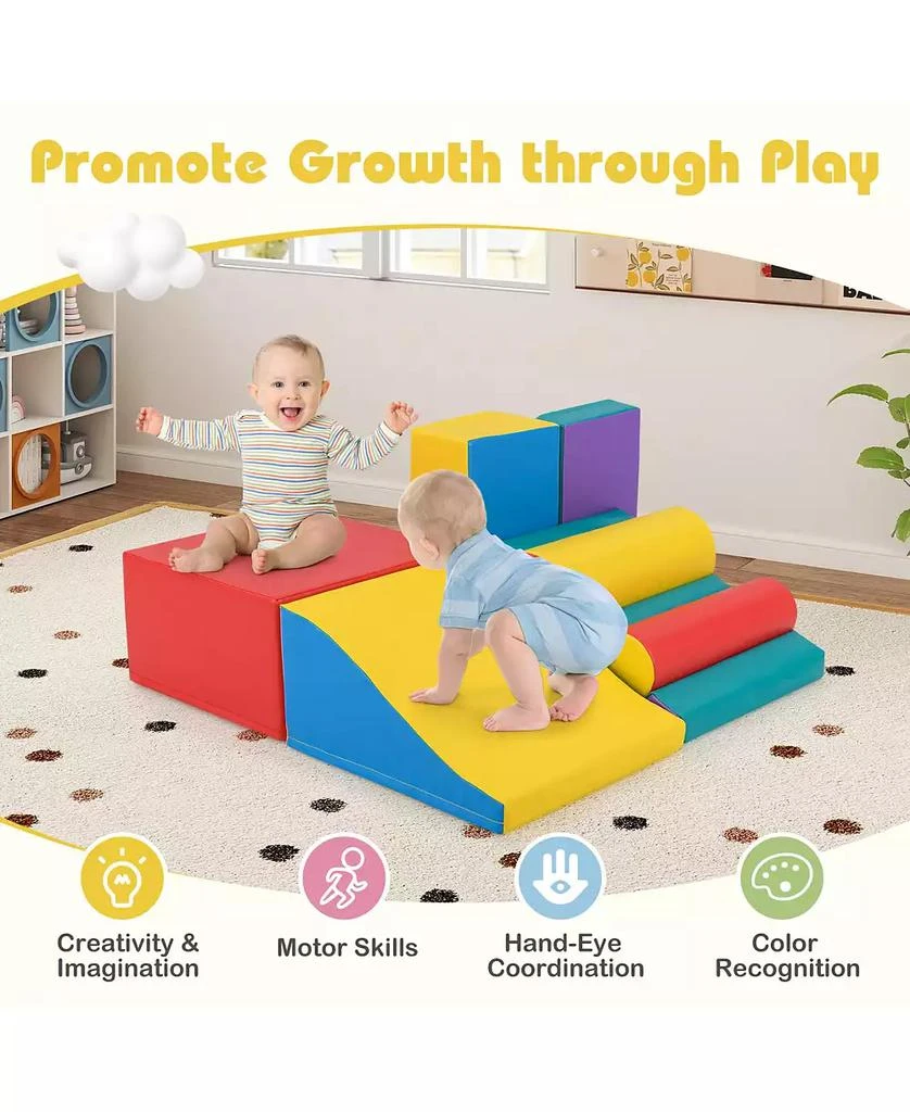 HONGGE 7-Piece Soft Foam Climbing Blocks Playset for Babies and Toddlers 9