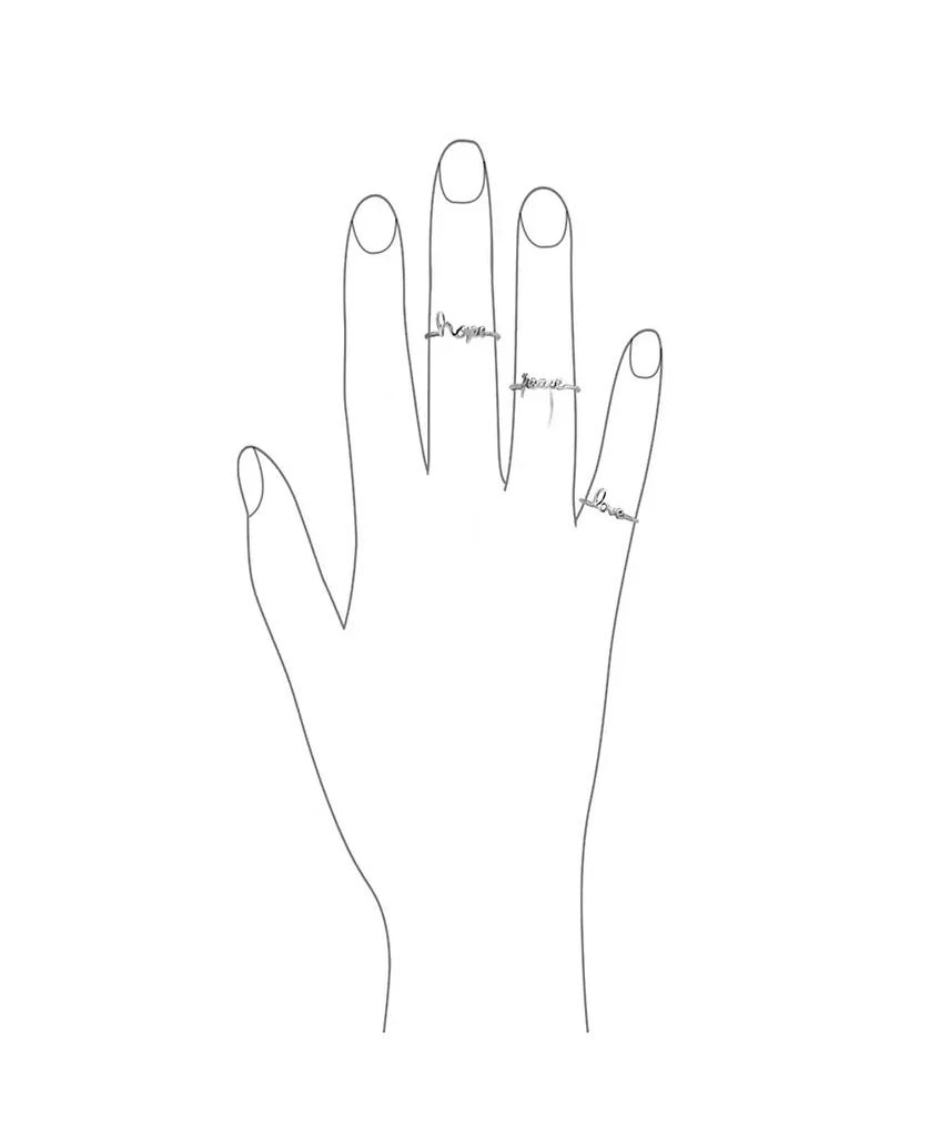 Bling Jewelry Set of 3 Inspirational Words Peace Love Hope Ring Set Sterling Silver 3