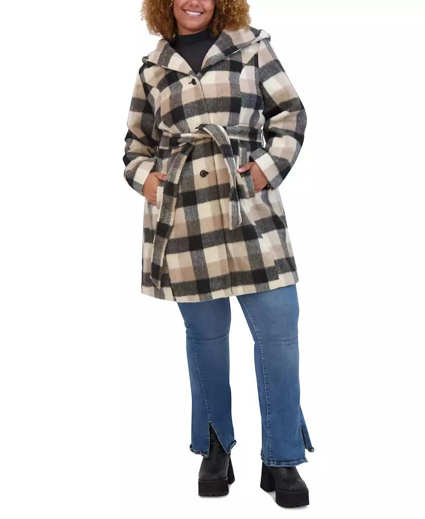 Steve Madden Plus Size Hooded Belted Button-Front Coat, Created for Macy's 5
