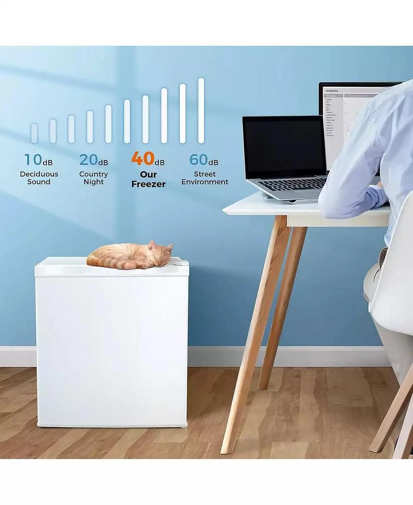 Kismile Mini Freezer,1.1 Cu.ft Upright Freezer with Reversible Single Door,Removable Shelves,Small Freezer with Adjustable Thermostat for Home/Kitchen/Office 2