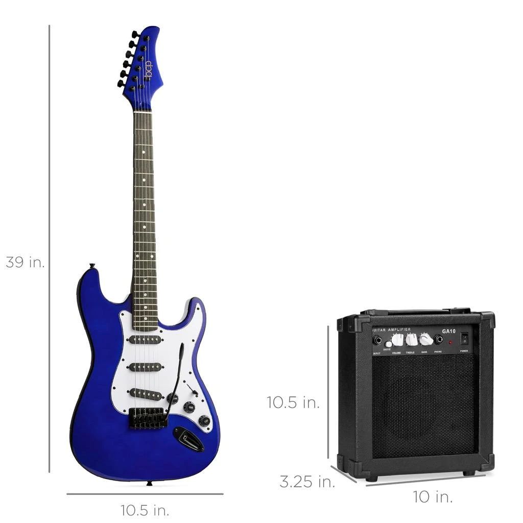 Best Choice Products 39in Full Size Beginner Electric Guitar Kit with Case, Strap, Amp, Whammy Bar 6