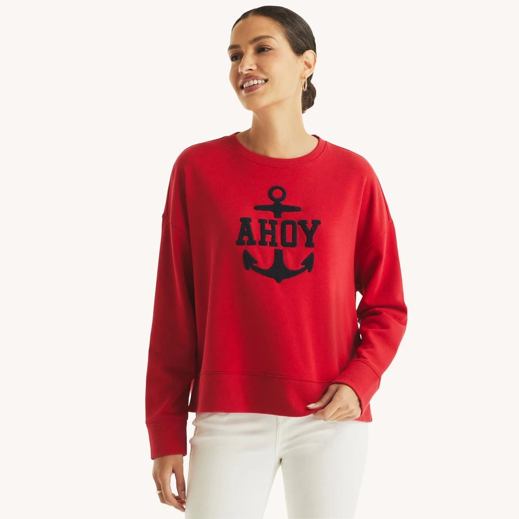 Nautica Womens Graphic Crewneck Sweatshirt 1