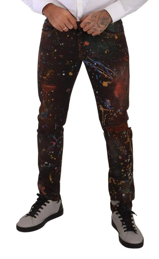 Dolce & Gabbana Dolce & Gabbana Brown Color Splash Cotton Regular Denim Jeans 4