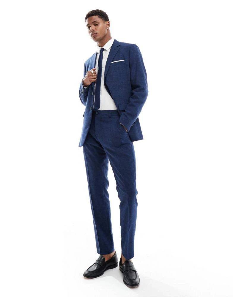 Selected Homme Selected Homme linen mix slim fit suit jacket in dark navy 2